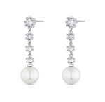 Zirconia Earrings with Chatonet Claws and Pearls